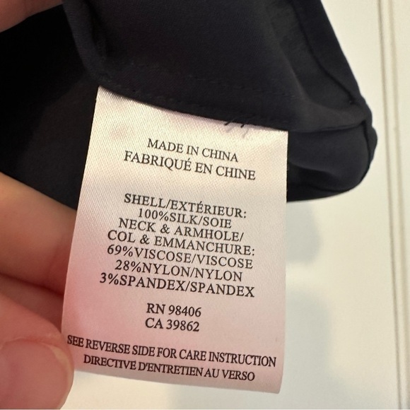 Theory Bonda Sleeveless Silk Crop Top Womens Small Navy White - Picture 7 of 8